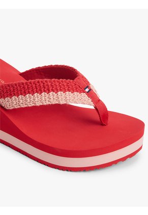 Sandalias Rojo Con Cuña Y Tiras Trenzadas Tommy Hilfiger