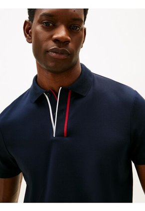 Polo Azul Marino De Corte Regular Con Tapeta Distintiva Tommy Hilfiger