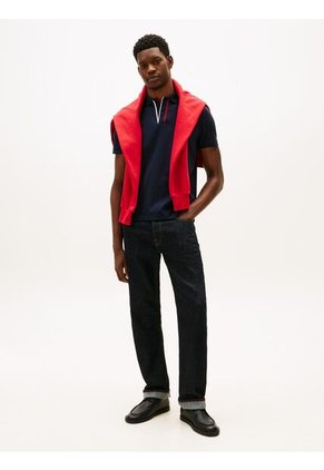 Polo Azul Marino De Corte Regular Con Tapeta Distintiva Tommy Hilfiger