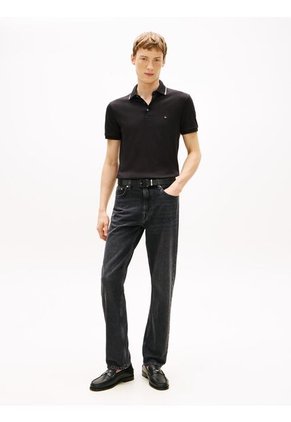 Polo Negro Slim Con Acabado Tipped Tommy Hilfiger