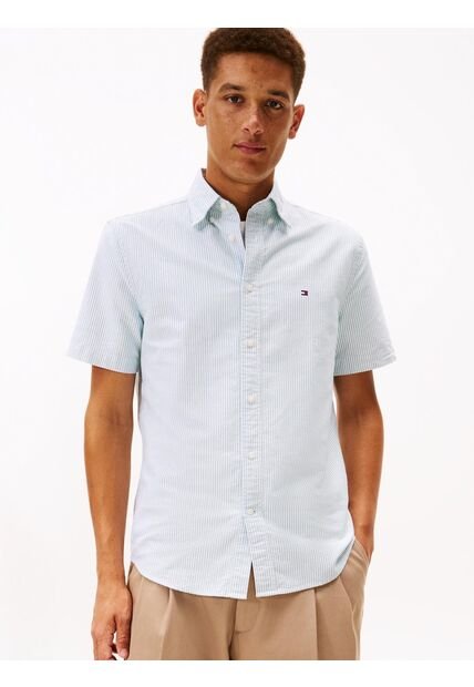 Camisa Beige Heritage Oxford Con Diseño De Rayas Tommy Hilfiger