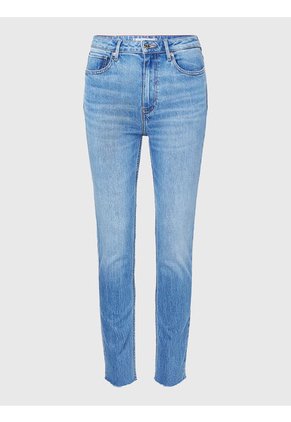 Jeans Ajustados Y Desteñidos De Talle Alto Mujer Azul Tommy Hilfiger