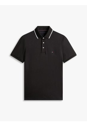 Polo Negro Slim Con Acabado Tipped Tommy Hilfiger
