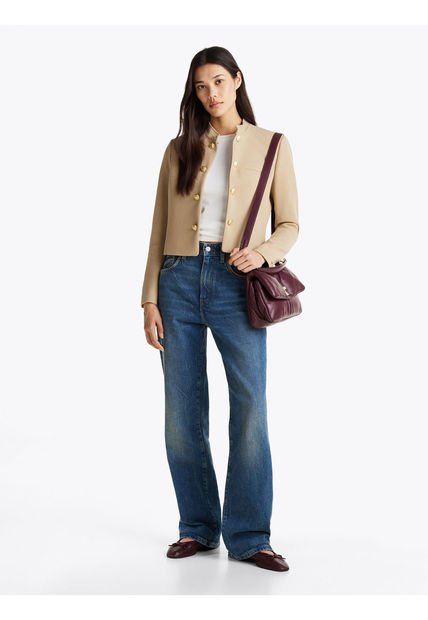 Americana Beige De Corte Slim Y Cuello Mao Tommy Hilfiger