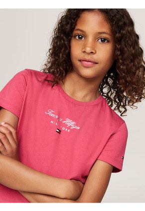 Camiseta Niña Rosa Con Logo Nyc Tommy Hilfiger