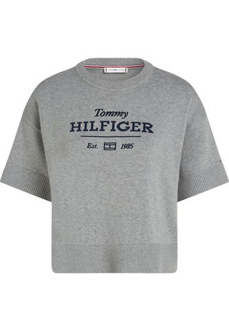 Saco Gris Tejido Cropped De Cuello Redondo Tommy Hilfiger Tommy Hilfiger
