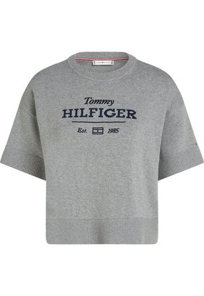 Saco Gris Tejido Cropped De Cuello Redondo Tommy Hilfiger