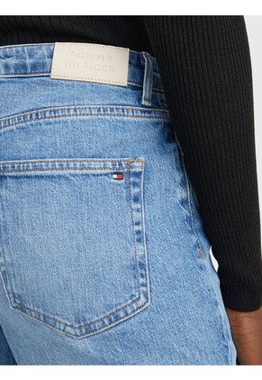 Jeans Ajustados Y Desteñidos De Talle Alto Mujer Azul Tommy Hilfiger