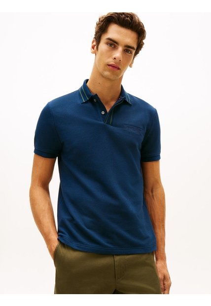 Polo Azul De Corte Regular Con Logo Tommy Hilfiger
