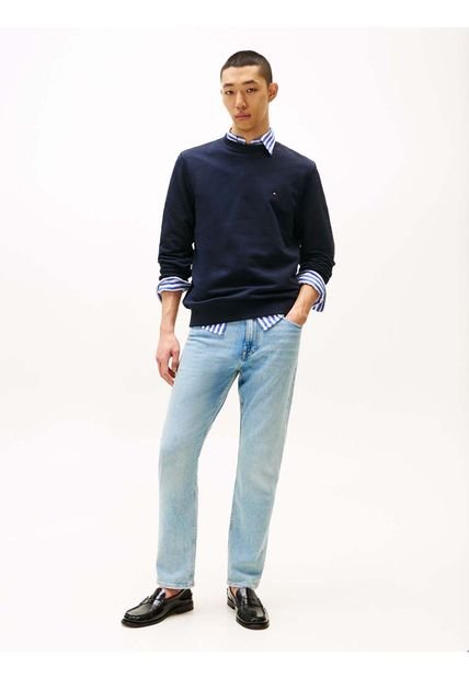 Saco Azul Con Cuello Redondo Y Logo Bordado Tommy Hilfiger