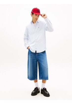 Camisa Azul Oxford De Rayas Tommy Jeans