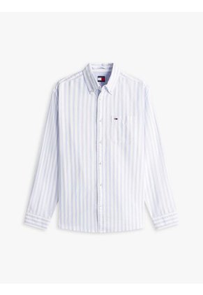 Camisa Azul Oxford De Rayas Tommy Jeans