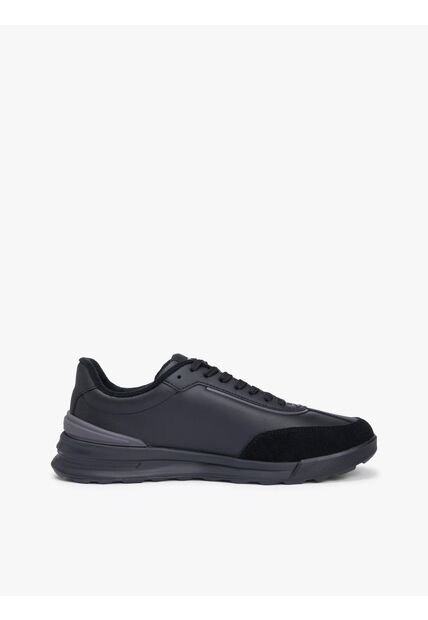 Tenis Negro Retro Runner En Mezcla De Cuero Tommy Hilfiger