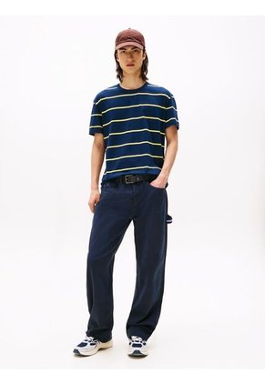 Camiseta Gris De Rayas Y Cuello Redondo Tommy Jeans