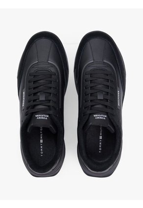Tenis Negro Retro Runner En Mezcla De Cuero Tommy Hilfiger