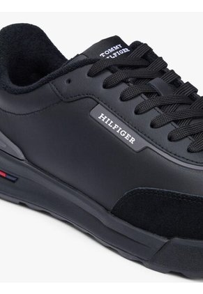 Tenis Negro Retro Runner En Mezcla De Cuero Tommy Hilfiger