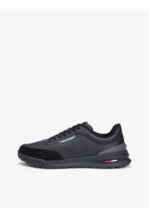 Tenis Negro Retro Runner En Mezcla De Cuero Tommy Hilfiger