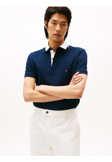 Polo Azul De Corte Regular Con Logo Gráfico Tommy Hilfiger