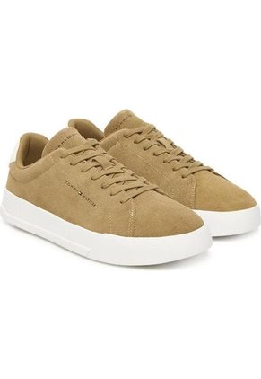 Tenis Khaki Con Diseño Court De Gamuza Tommy Hilfiger