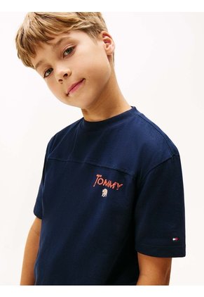 Camiseta Azul Con Logo Gráfico Tommy Hilfiger