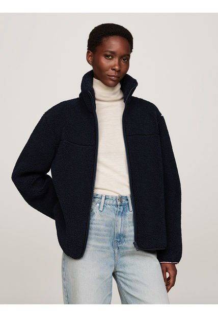 Chaqueta Azul De Corte Amplio En Tejido Polar De Peluche Tommy Hilfiger