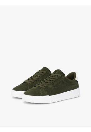 Tenis Verde Con Diseño Court De Gamuza Tommy Hilfiger