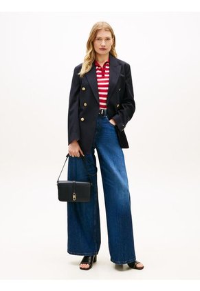 Bolso Azul Cruzado Con Solapa Y Monograma TH Tommy Hilfiger
