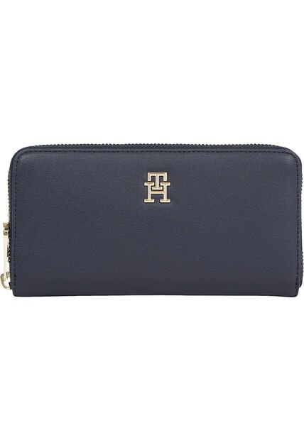 Billetera Azul Grande Con Cremallera Y Monograma TH Tommy Hilfiger