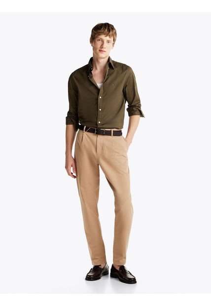 Camisa Verde TH Flex Regular De Popelín Tommy Hilfiger
