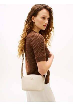 Bolso Beige Cruzado Con Logo Metalizado Tommy Hilfiger