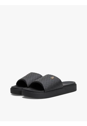 Sandalias Negro De Plataforma Con Monogramas TH Tommy Hilfiger