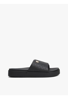 Sandalias Negro De Plataforma Con Monogramas TH Tommy Hilfiger