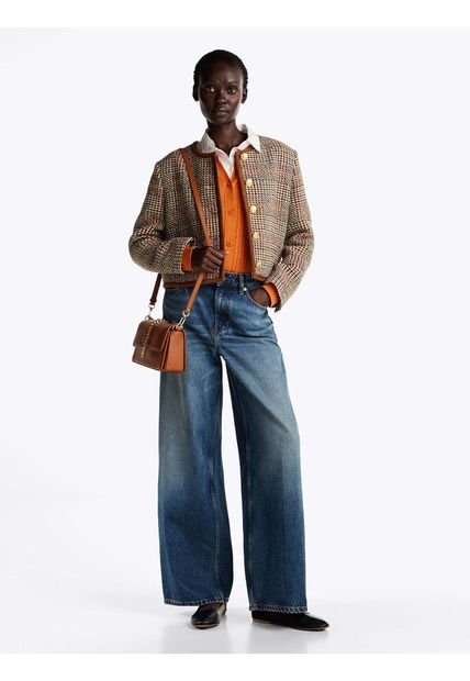 Americana Beige Holgada De Tweed Y Lana Tommy Hilfiger