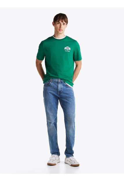 Camiseta Verde Con Logo Bordado Tommy Hilfiger