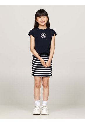 Camiseta Niña Azul Con Logo Metálico Tommy Hilfiger