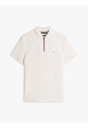 Polo Blanco De Corte Regular De Cierre De Cremallera De 1/4 Tommy Hilfiger