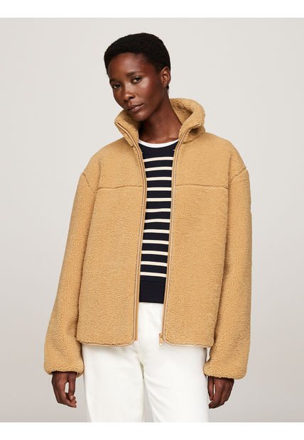 Chaqueta Beige En Tejido Polar De Peluche Tommy Hilfiger