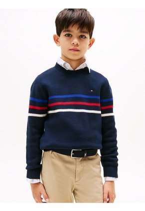 Saco Azul Tejido De Rayas Texturizadas Tommy Hilfiger