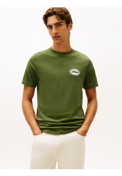 Camiseta Verde De Corte Amplio Con Gráfico Trasero Tommy Hilfiger