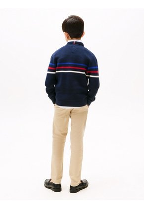 Saco Azul Tejido De Rayas Texturizadas Tommy Hilfiger