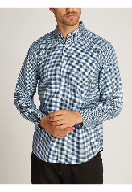 Camisa Verde TH Flex Regular De Cuadros Vichy Tommy Hilfiger