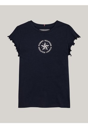 Camiseta Niña Azul Con Logo Metálico Tommy Hilfiger