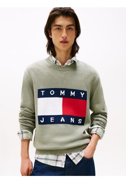 Saco Verde En Intarsia Con Parche Del Logo Tommy Jeans