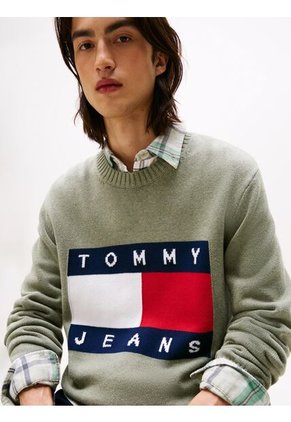 Saco Verde En Intarsia Con Parche Del Logo Tommy Jeans