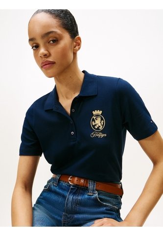 Polo Azul De Corte Regular Con Escudo Bordado Tommy Hilfiger Tommy Hilfiger