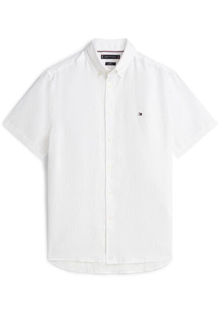 Camisa Blanca Manga Corta De Corte Regular Tommy Hilfiger