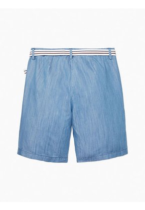 Bermudas Chino Cambray De Corte Sentado Mujer Azul Tommy Hilfiger