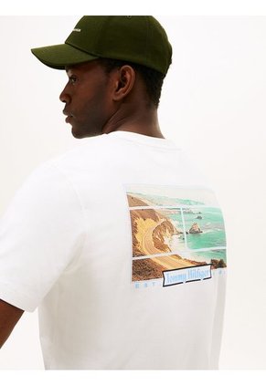 Camiseta Blanca De Cuello Redondo Con Logo Estampado Tommy Hilfiger