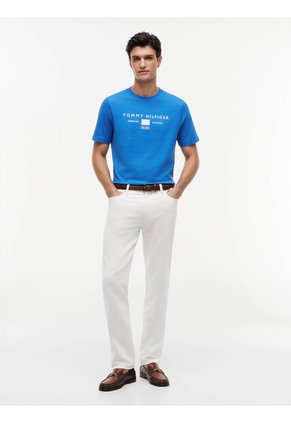 Camiseta Azul De Punto Con Logo Tommy Hilfiger