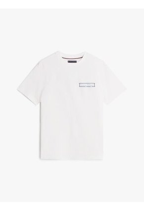 Camiseta Blanca De Cuello Redondo Con Logo Estampado Tommy Hilfiger